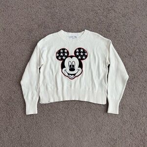 Disney x Old Navy White Disney Mickey Mouse Star Print Sweater Womens XS